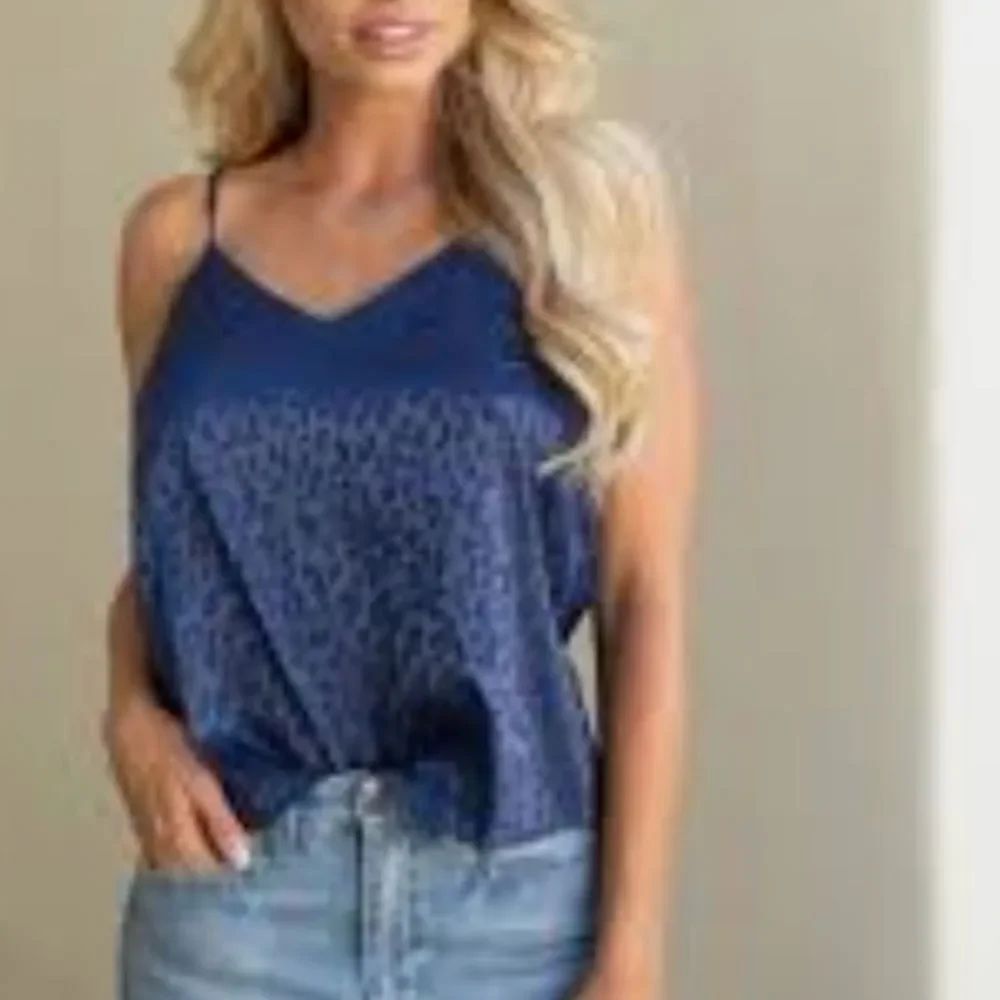 NEW DARK BLUE TAN TOP
